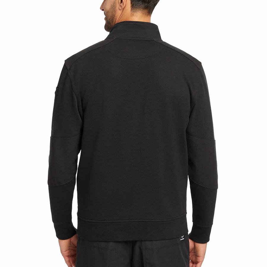 Black Men Wolverine Job Shirt Quarter Zip Fleece | BHO3362BO