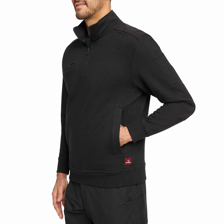 Black Men Wolverine Job Shirt Quarter Zip Fleece | BHO3362BO