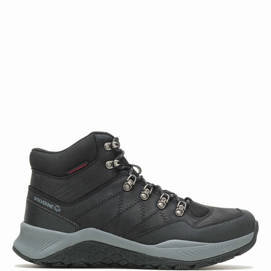 Black Men Wolverine Luton Waterproof Hiking Boots | EBV2714NW