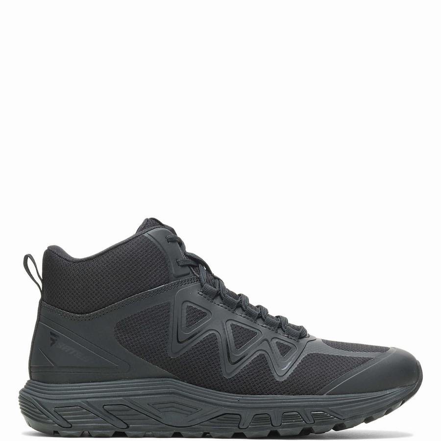 Black Men Wolverine Rush Mid Work Boots | VAB1283XC