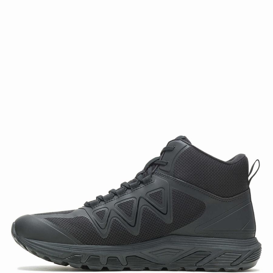 Black Men Wolverine Rush Mid Work Boots | VAB1283XC