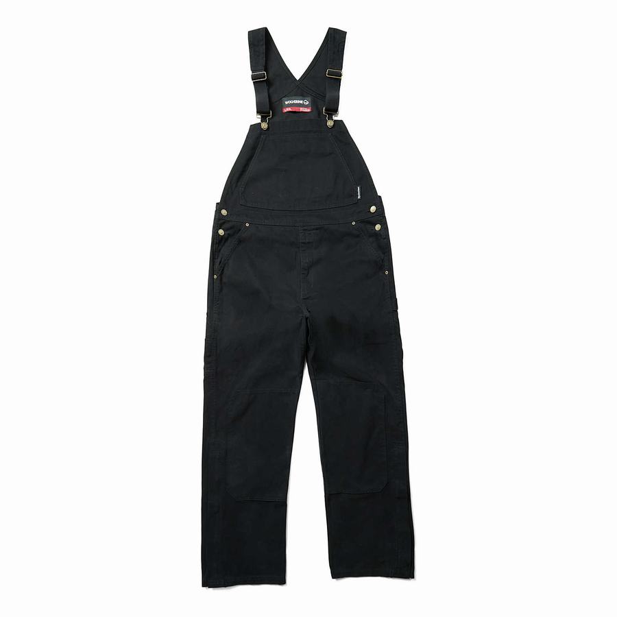 Black Men Wolverine Sawmill Duck Bib Overalls | HFQ2865NA