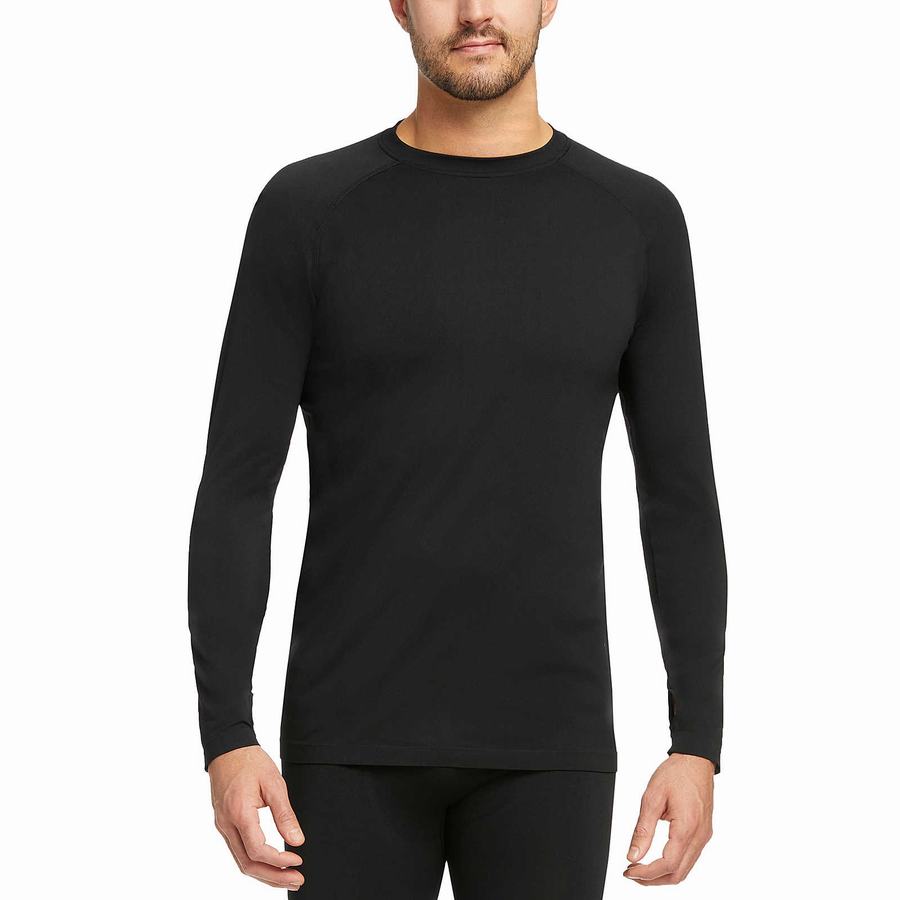 Black Men Wolverine Seamless Baselayer Long Sleeve Top T Shirts | GSY1676ME