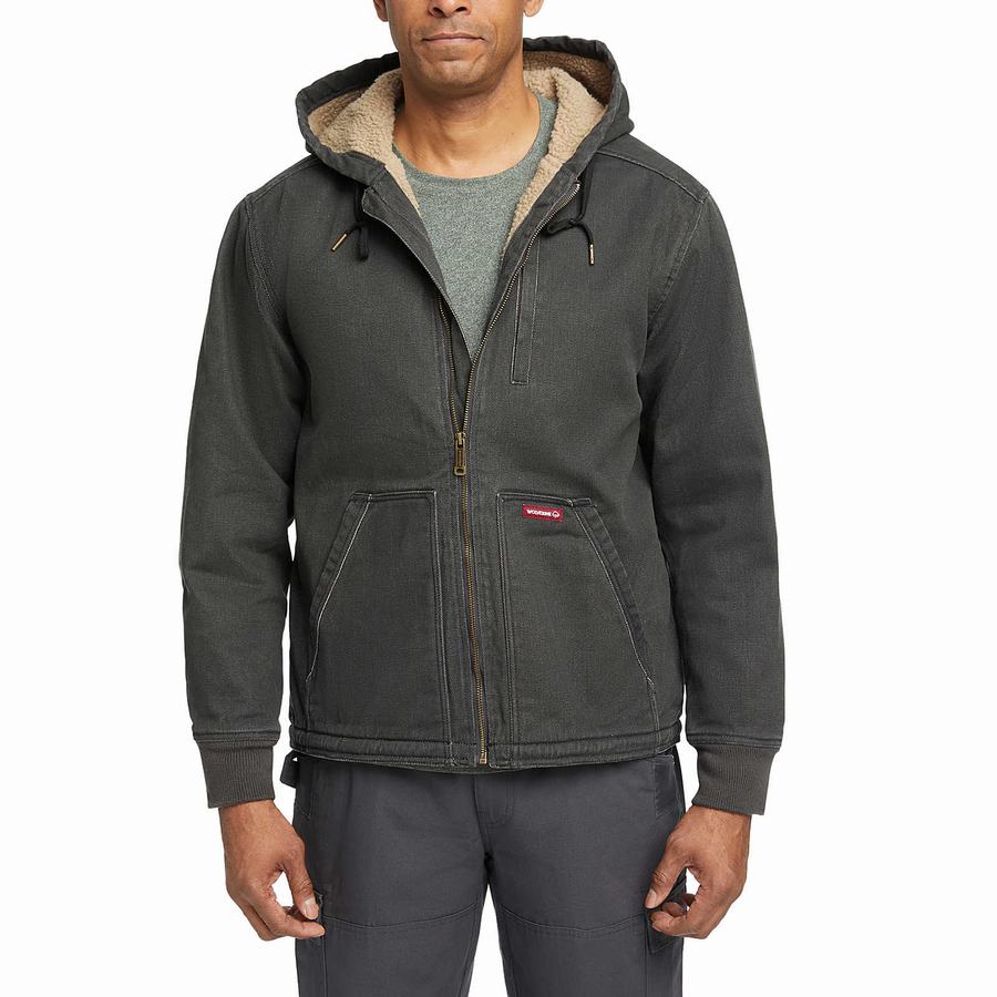 Black Men Wolverine Upland Sherpa Lined Hooded Jackets | LMC827RG