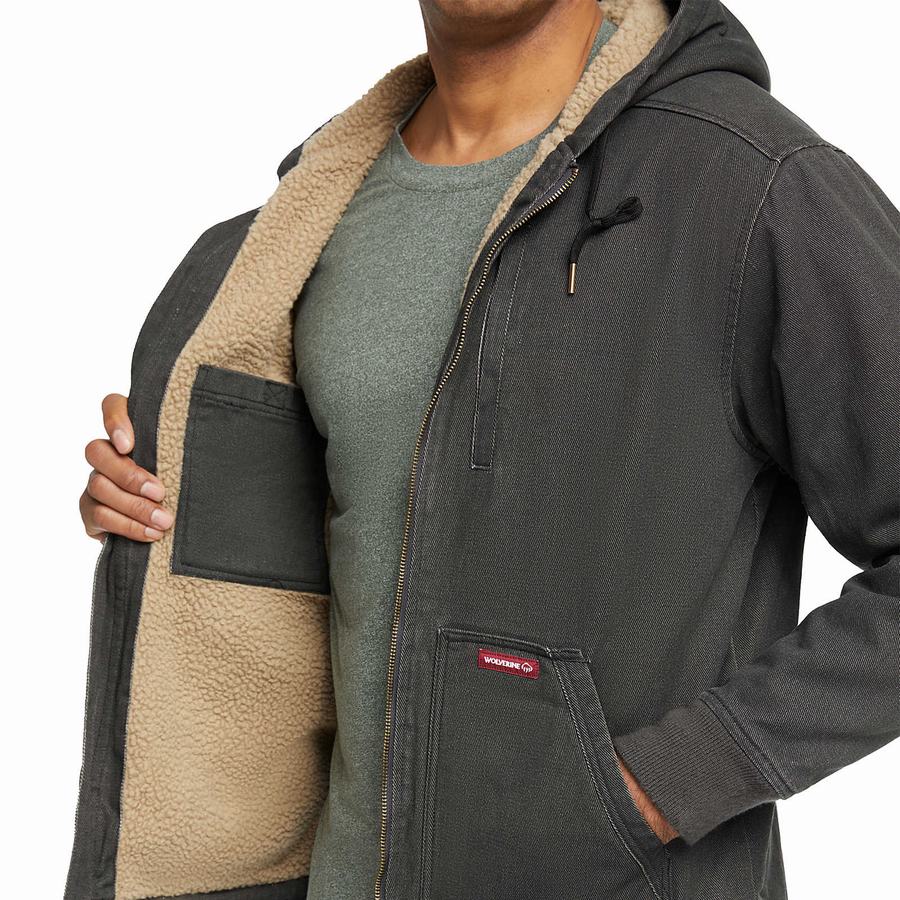 Black Men Wolverine Upland Sherpa Lined Hooded Jackets | LMC827RG