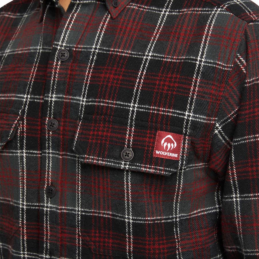 Black Red Men Wolverine Glacier Heavyweight Long Sleeve Flannel Shirts | PQB423XB