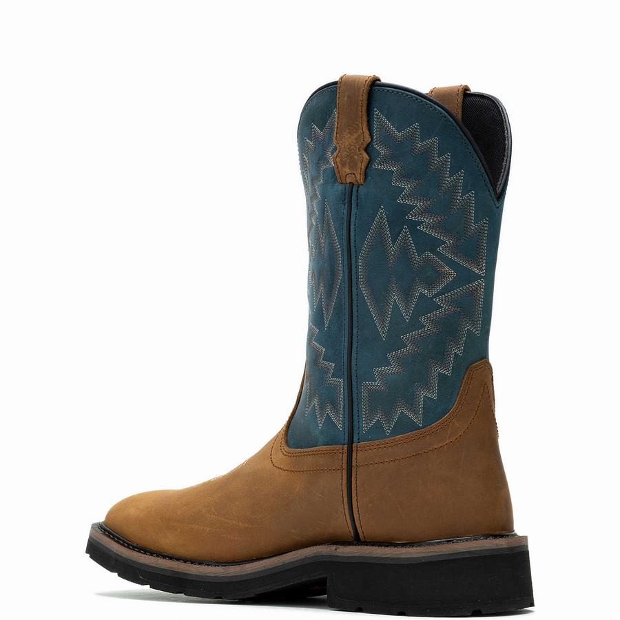 Blue Brown Men Wolverine Rancher Arrow Steel-Toe Wellington Boots | XJP919TU