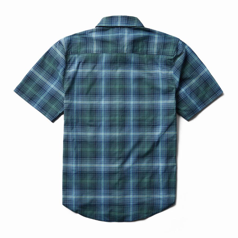 Blue Grey Men Wolverine Fuse Short Sleeve Plaid Shirts | MVQ7692JE