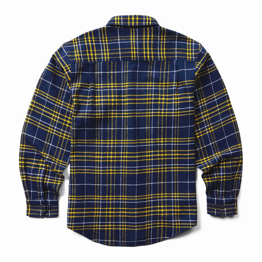 Blue Men Wolverine Glacier Heavyweight Long Sleeve Flannel Big & Tall Shirts | YFG4235HK