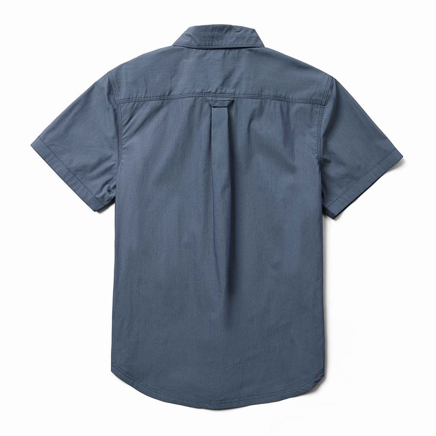 Blue Men Wolverine Grayson II Short Sleeve Chambray Shirts | SEZ192XW