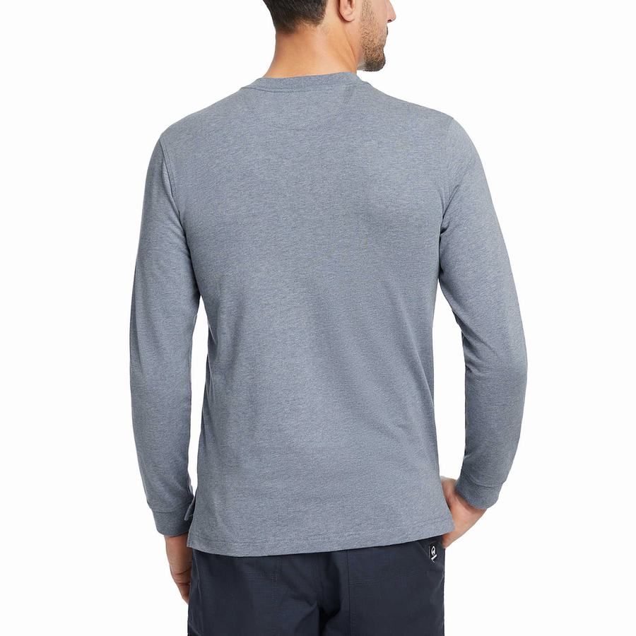 Blue Men Wolverine Guardian Cotton™ Long Sleeve Henley T Shirts | RKJ562EU