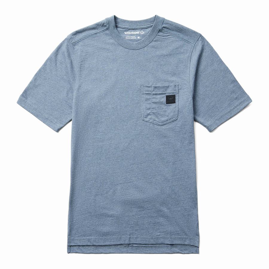 Blue Men Wolverine Guardian Cotton™ Pocket Tee T Shirts | QMO3054OK