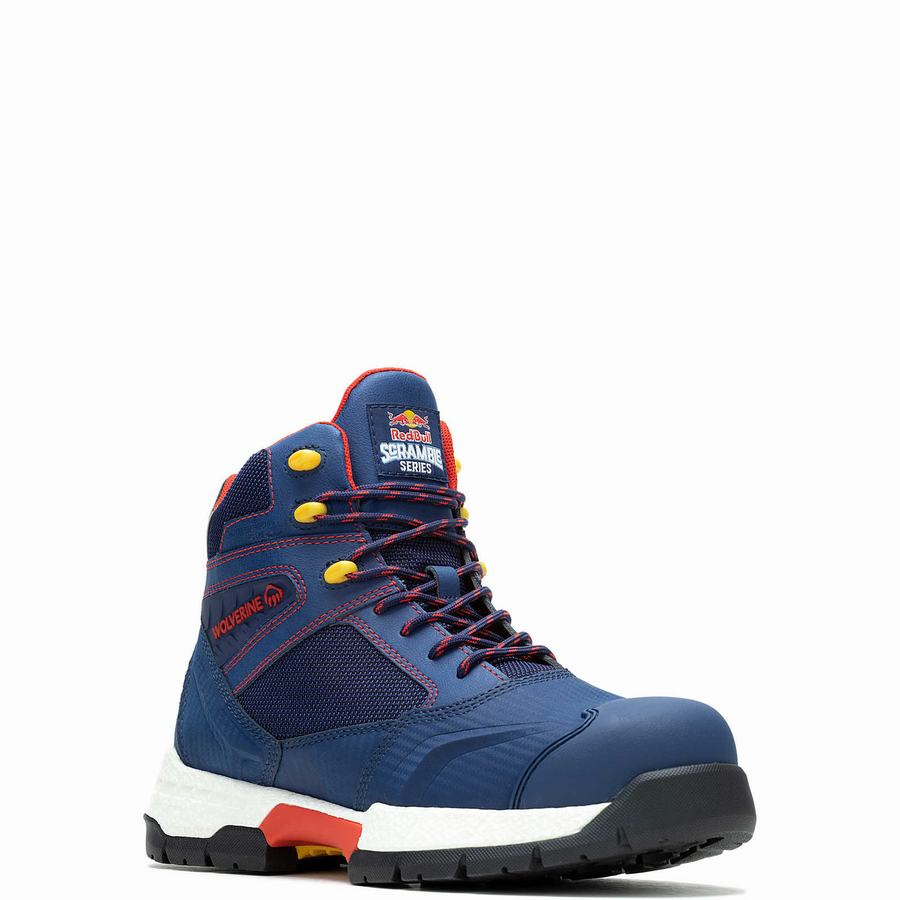 Blue Men Wolverine x Red Bull Scramble Series Rush UltraSpring™ Work Boots | LMG7686DN