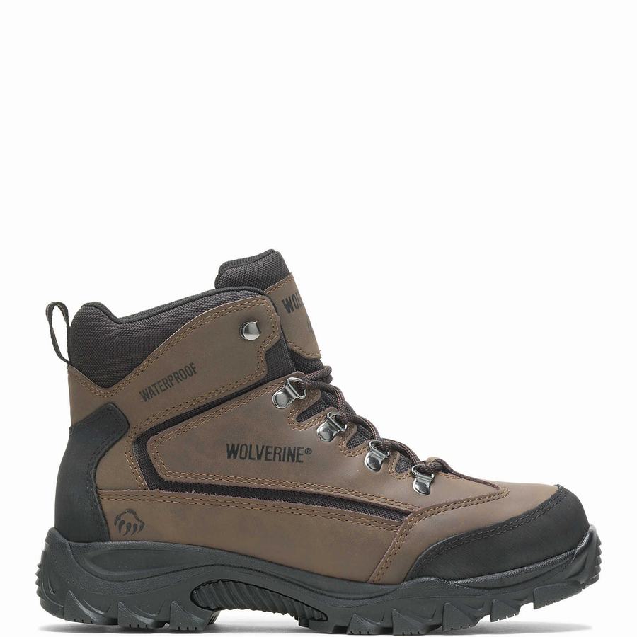 Brown Black Men Wolverine Spencer Waterproof Hiking Boots | GTG4373YN