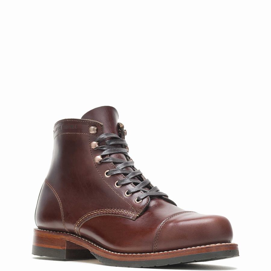 Brown Men Wolverine 1000 Mile Cap-Toe Classic Work Boots | TXN9189CT