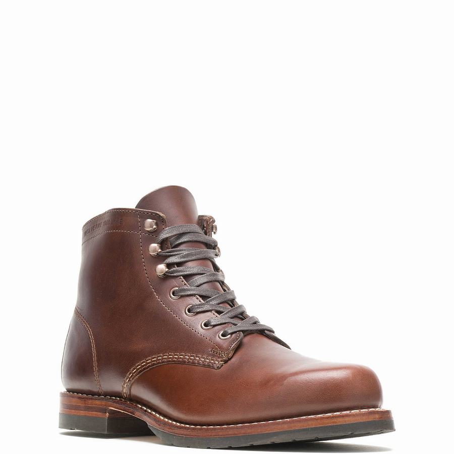 Brown Men Wolverine 1000 Mile Plain-Toe Classic Work Boots | SDG2923IM