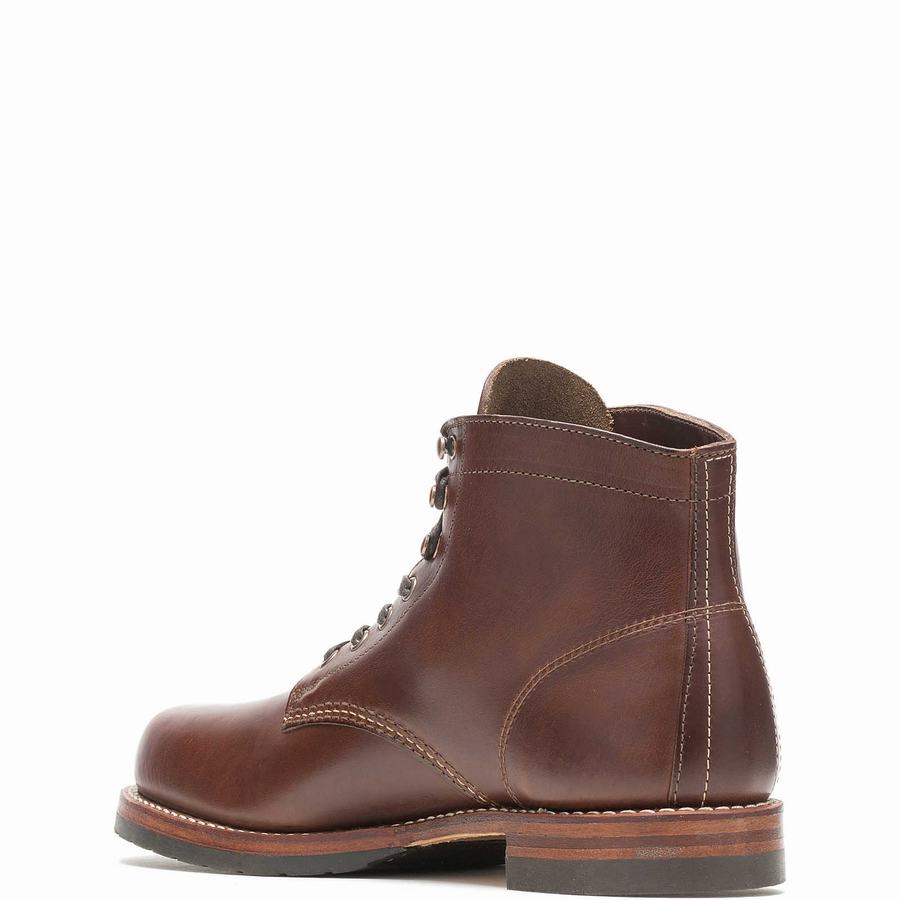 Brown Men Wolverine 1000 Mile Plain-Toe Classic Work Boots | SDG2923IM