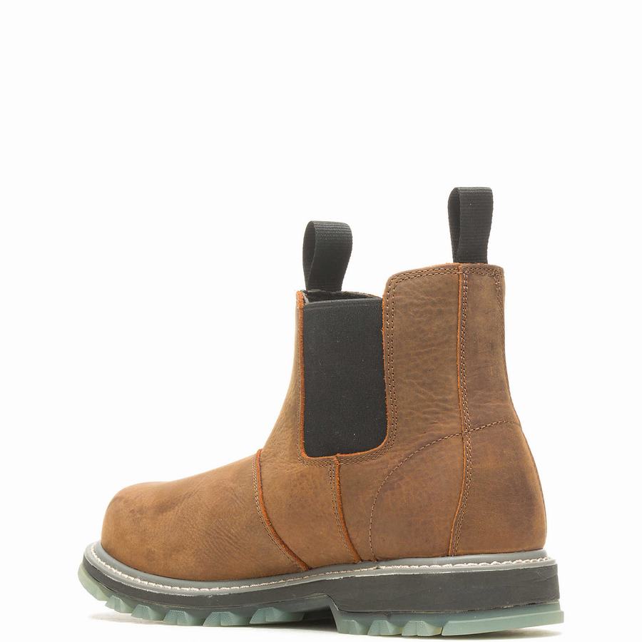 Brown Men Wolverine Floorhand LX Steel Toe Romeo Work Boots | THL9123HW