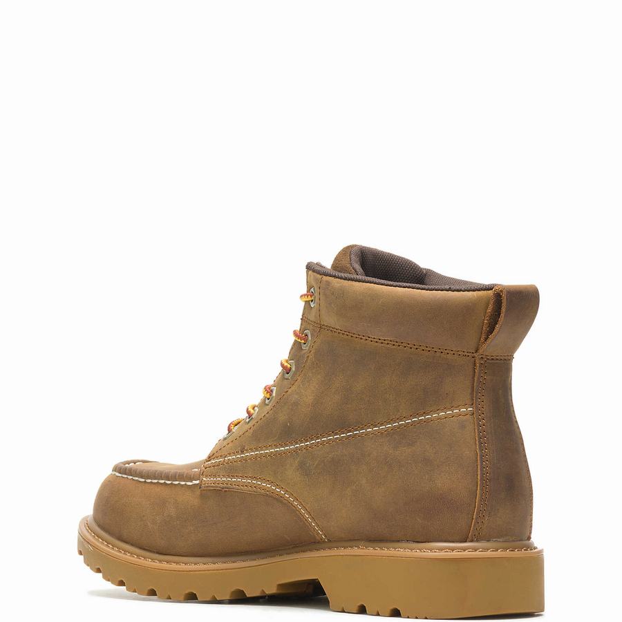 Brown Men Wolverine Floorhand Moc Toe 6” Work Boots | DSX628EG