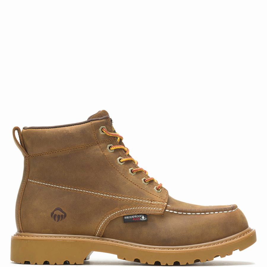 Brown Men Wolverine Floorhand Moc Toe 6” Work Boots | DSX628EG