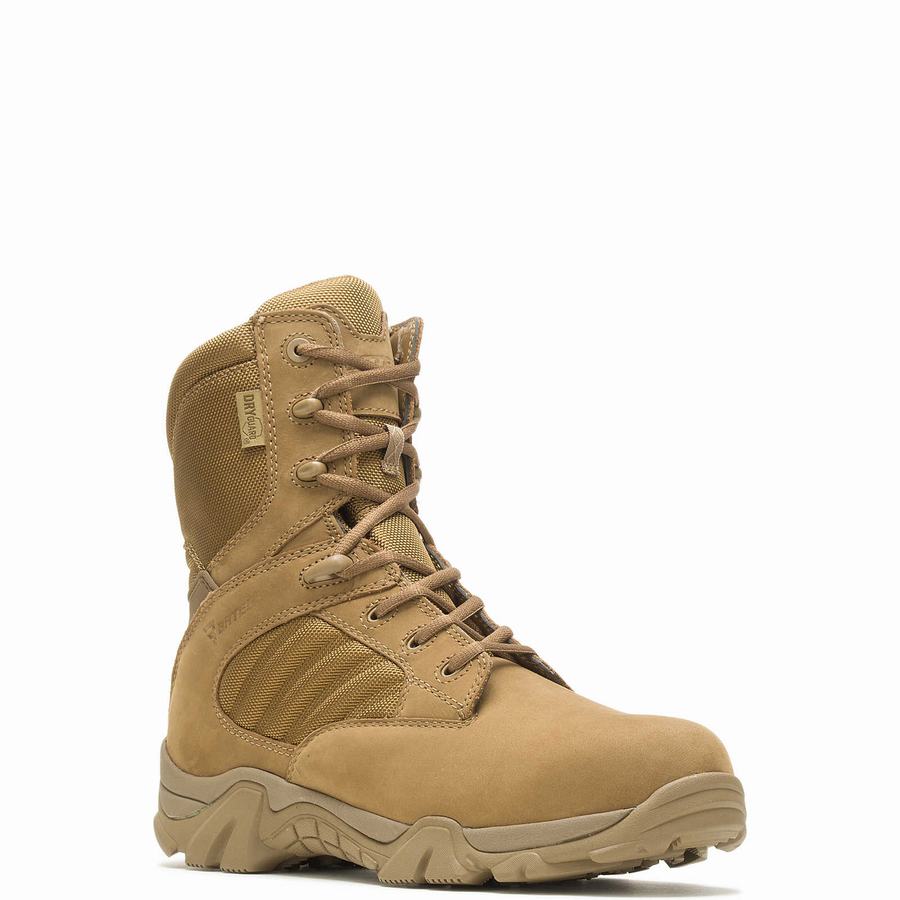 Brown Men Wolverine GX-8 Waterproof Composite Toe Side Zip Work Boots | ELW9213BZ