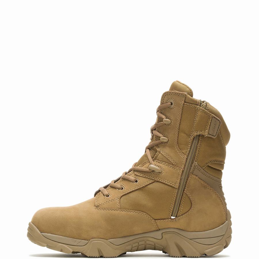 Brown Men Wolverine GX-8 Waterproof Composite Toe Side Zip Work Boots | ELW9213BZ