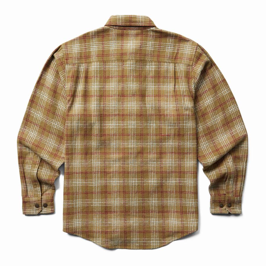 Brown Men Wolverine Glacier Heavyweight Long Sleeve Flannel Shirts | UVX7256HO