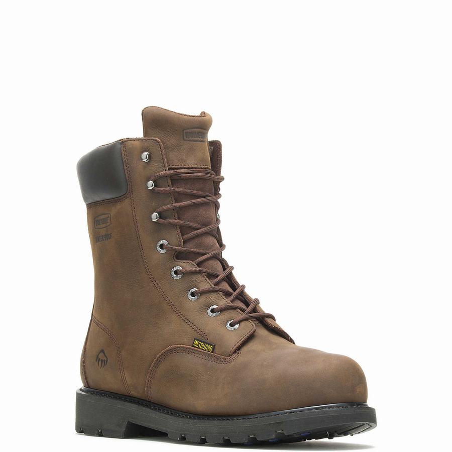 Brown Men Wolverine McKay Waterproof Steel-Toe 8” Work Boots | TTL9663XC