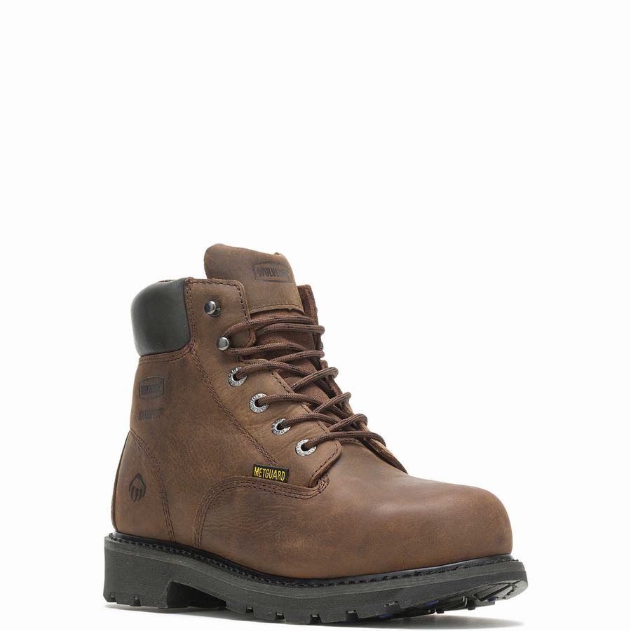 Brown Men Wolverine McKay Waterproof Steel-Toe 6” Work Boots | OTA91100DU