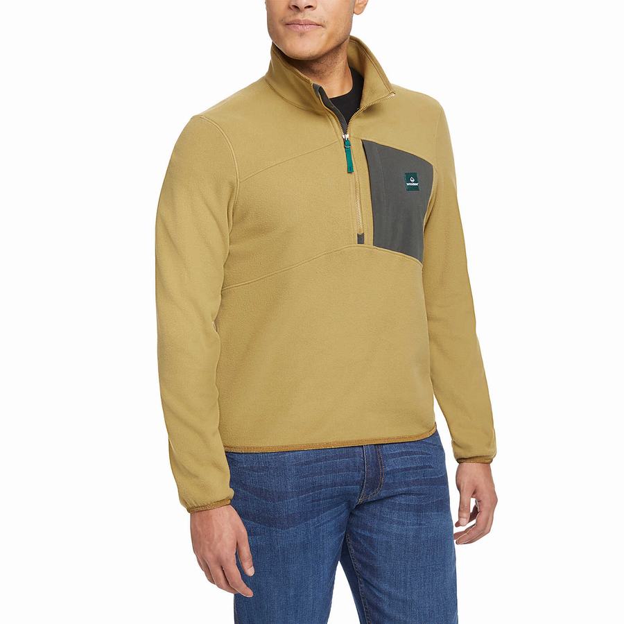 Brown Men Wolverine Polar 1/4 Zip Fleece | VLI9598JC