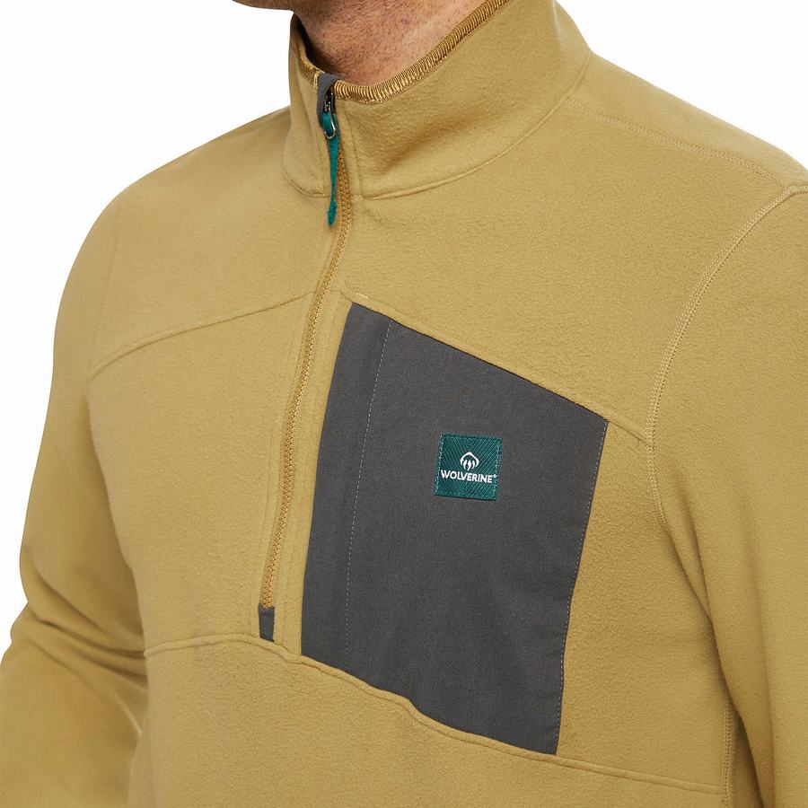 Brown Men Wolverine Polar 1/4 Zip Fleece | VLI9598JC