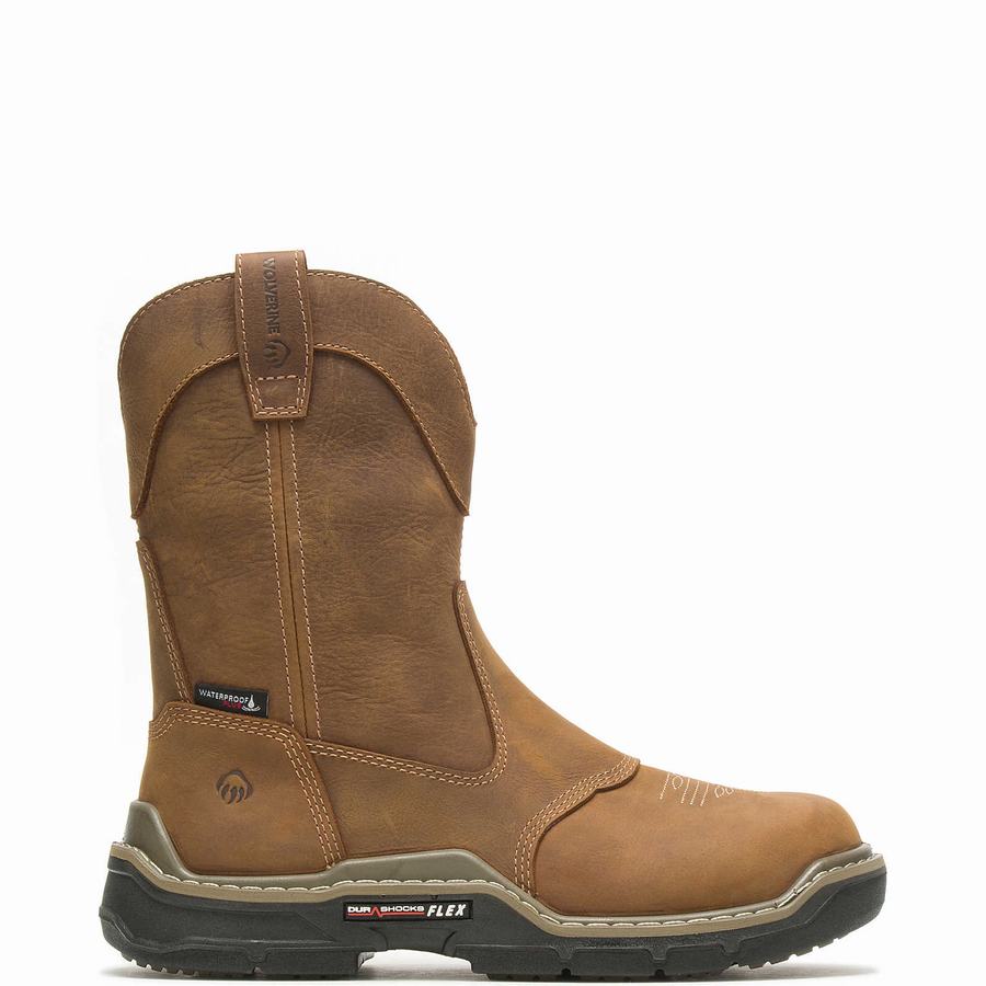 Brown Men Wolverine Raider DuraShocks® Western CarbonMAX® Work Wellington Boots | JPI523PD