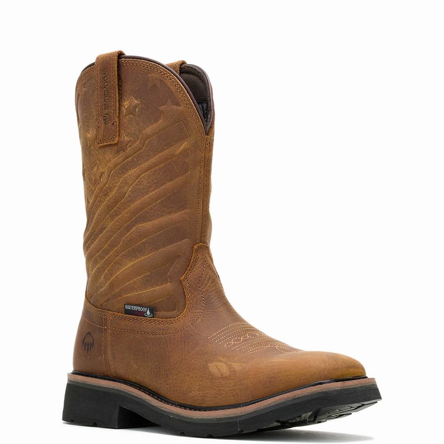 Brown Men Wolverine Rancher Flag LX Wellington Boots | CYR6667EI