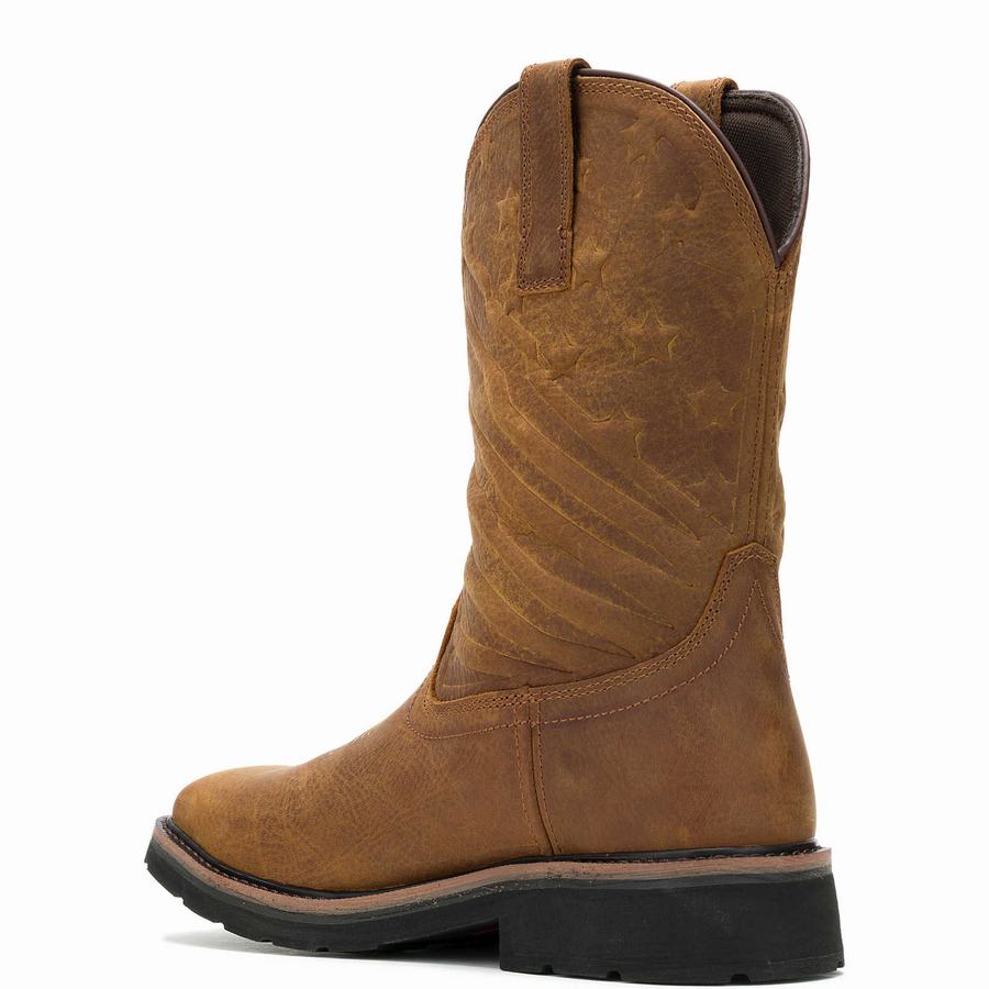 Brown Men Wolverine Rancher Flag LX Wellington Boots | CYR6667EI