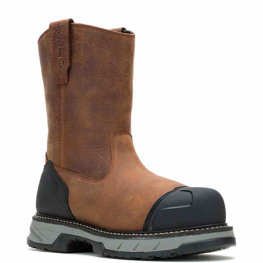 Brown Men Wolverine ReForce EnergyBound™ Heavy Duty Wellington CarbonMax® Boots | VAK5611RF