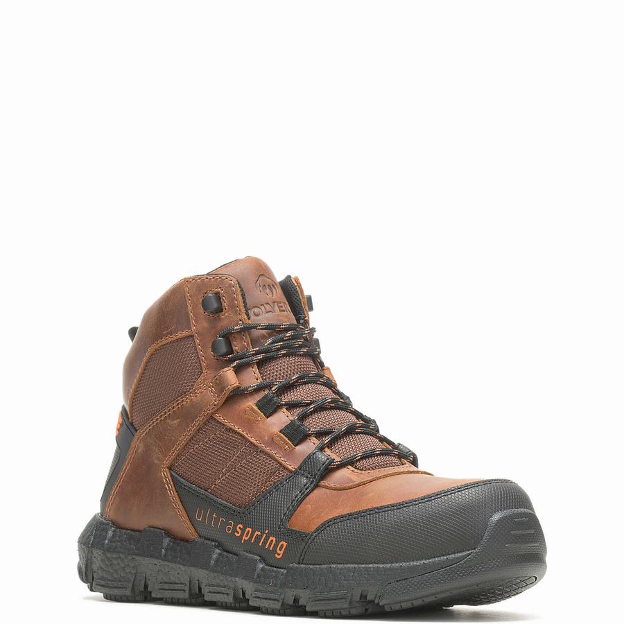 Brown Men Wolverine Rev UltraSpring™ DuraShocks® Vent CarbonMax™ Work Shoes | SLP1568MD