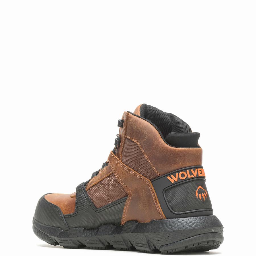 Brown Men Wolverine Rev UltraSpring™ DuraShocks® Vent CarbonMax™ Work Shoes | SLP1568MD