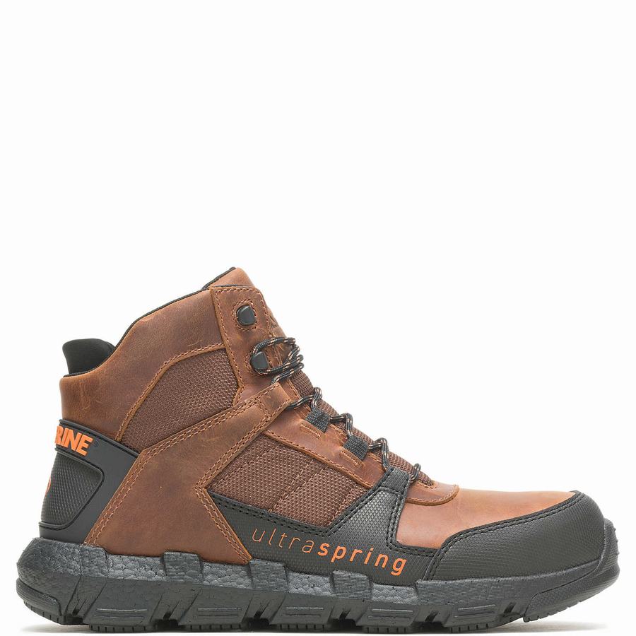 Brown Men Wolverine Rev UltraSpring™ DuraShocks® Vent CarbonMax™ Work Shoes | SLP1568MD