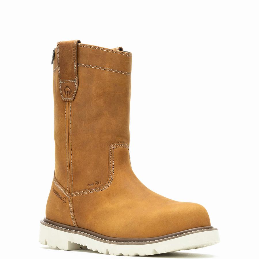 Brown Men Wolverine Revival Composite-Toe Work Wellington Boots | XZX7327GJ