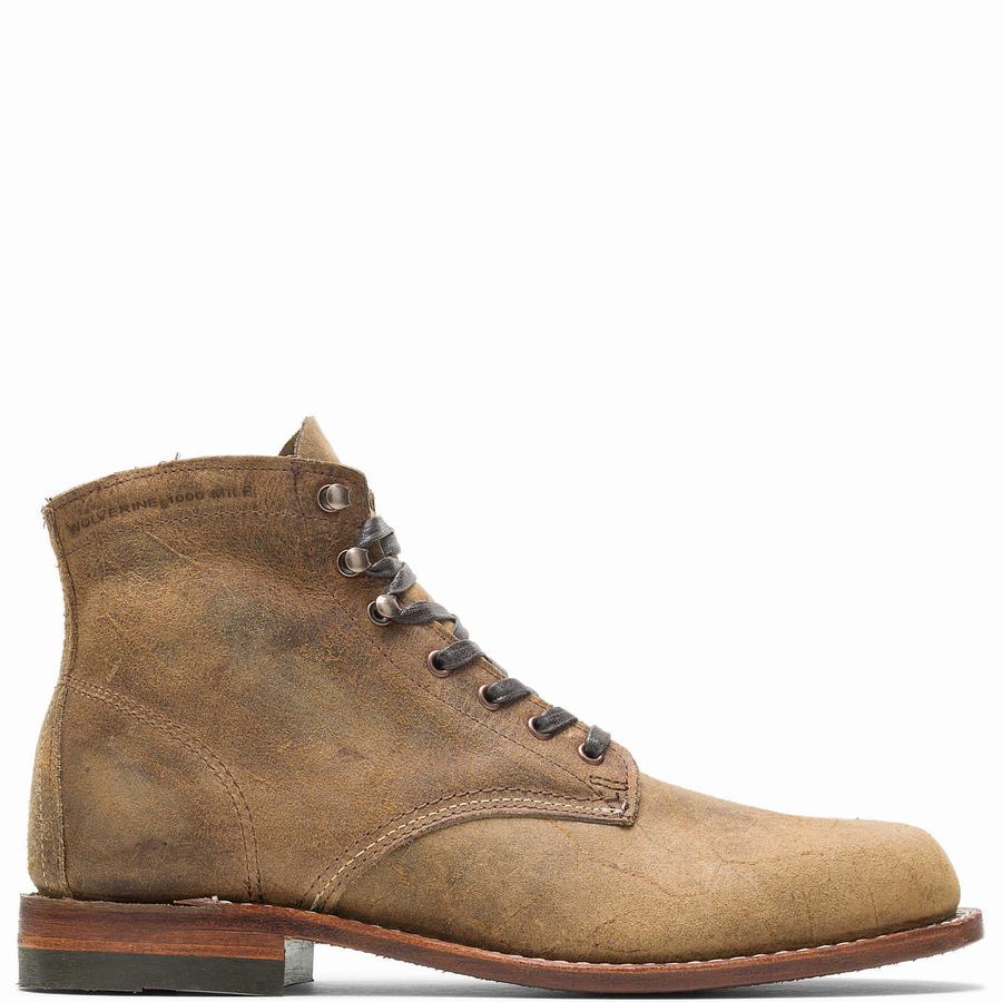 Brown Men Wolverine Rough Out - 1000 Mile Plain-Toe Original Work Boots | JQM6242TU