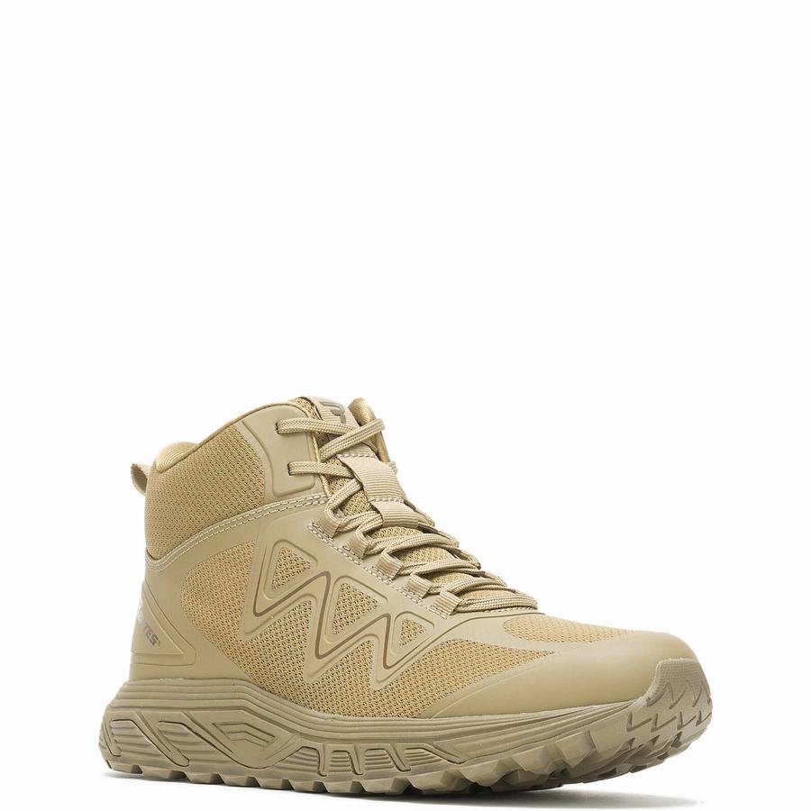 Brown Men Wolverine Rush Mid Work Boots | UTG4388SZ