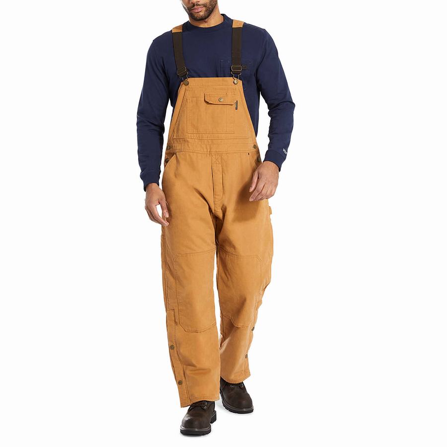 Brown Men Wolverine Sawmill Insulated Bib Overalls | DPB1853IN