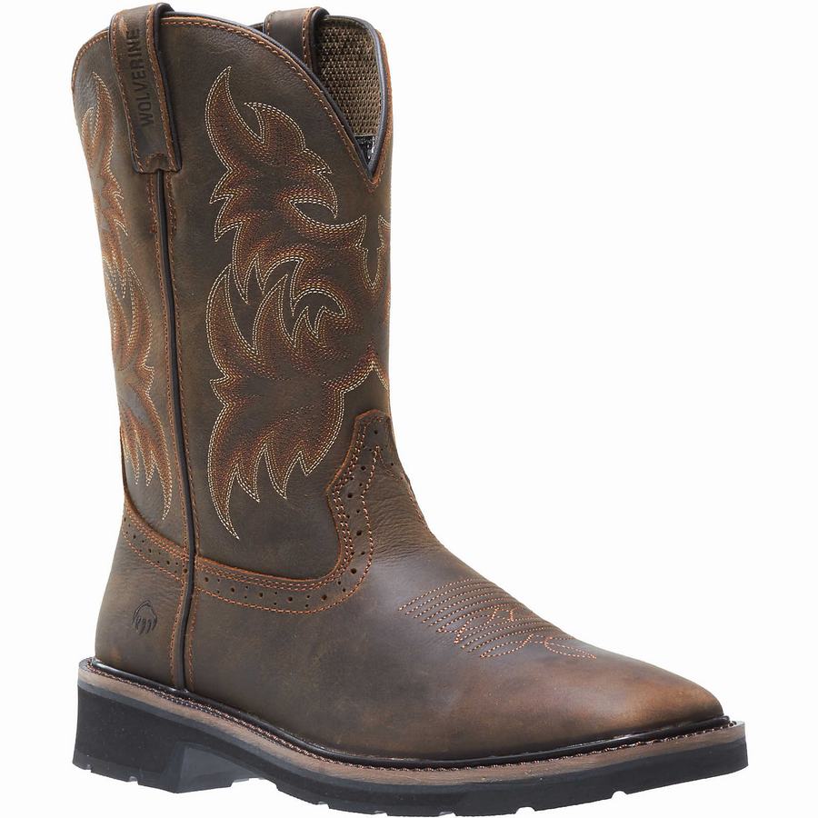 Brown Red Men Wolverine Rancher Square-Toe Steel-Toe Wellington Boots | KZI7114XO