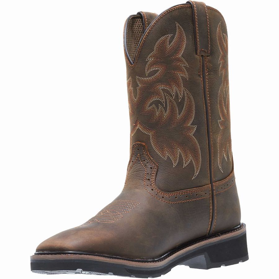 Brown Red Men Wolverine Rancher Square-Toe Steel-Toe Wellington Boots | KZI7114XO