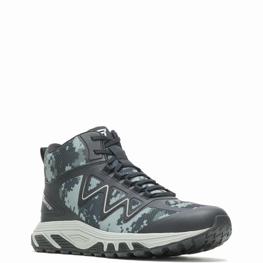 Camo Black Women Wolverine Rush Mid Work Boots | SXG6182FG