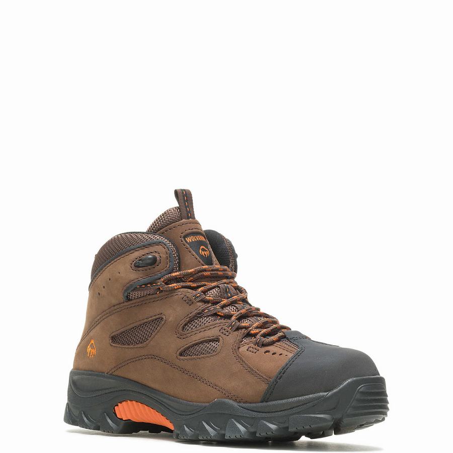 Dark Brown Black Men Wolverine Hudson Steel-Toe Work Boots | HVX3828YX