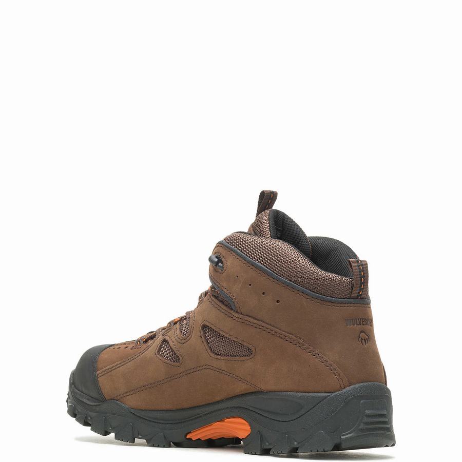 Dark Brown Black Men Wolverine Hudson Steel-Toe Work Boots | HVX3828YX