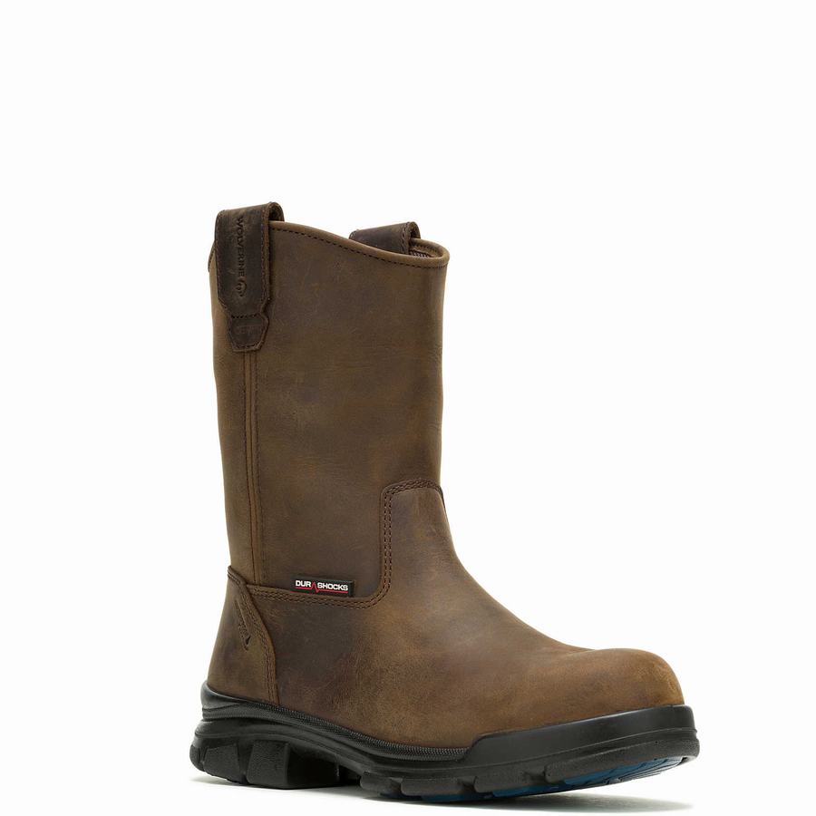 Dark Brown Men Wolverine DuraShocks SR Icon Wellington CarbonMax® Boots | ERW8532OW