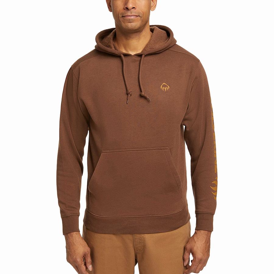 Dark Brown Men Wolverine Graphic- Sleeve Logo Hoodie | HHU5552SN