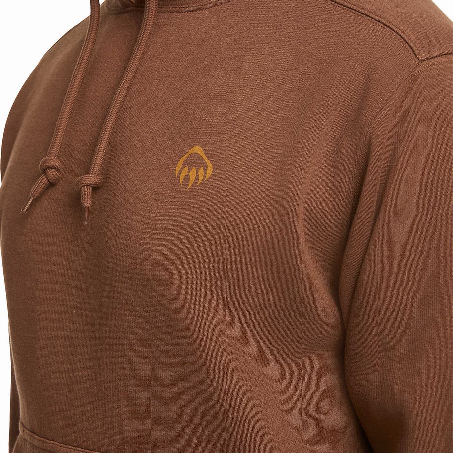 Dark Brown Men Wolverine Graphic- Sleeve Logo Hoodie | HHU5552SN